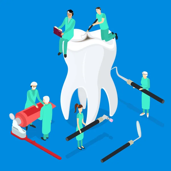 Οδοντιατρική φροντίδα έννοια 3d ισομετρική προβολή. Διάνυσμα — Διανυσματικό Αρχείο