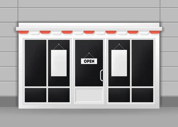 Realista Detalhado 3d Exterior de Restaurante, Café ou Loja Portas. Vetor —  Vetores de Stock