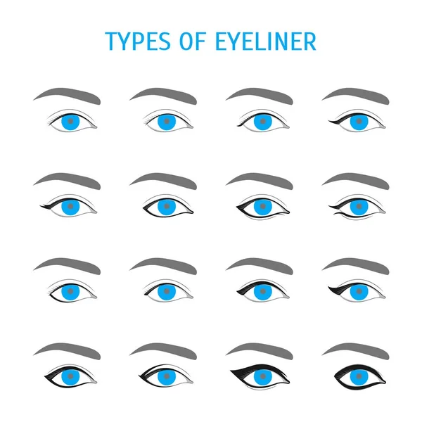 Eyeliner stijlvolle make-up dunne lijn Icon Set. Vector — Stockvector