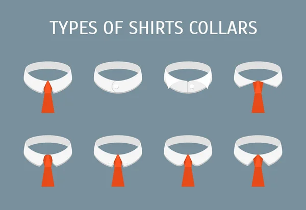 卡通衬衫衣领不同类型的图标设置。矢量 — 图库矢量图片