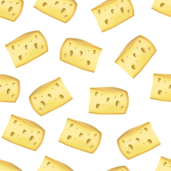 逼真细致的片黄干酪产品乳品背景图案。矢量 — 图库矢量图片