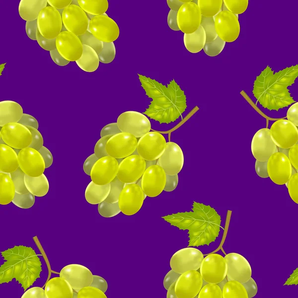 Realista detalhada Green Bunch of Grapes Background Pattern. Vetor — Vetor de Stock