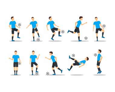 Çizgi film futbol oyuncular Icon Set. Vektör