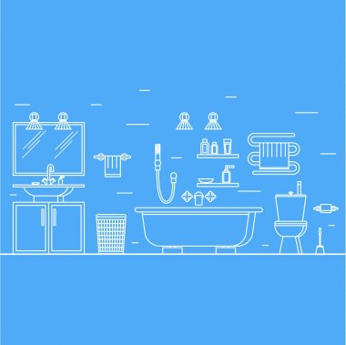 İç klasik banyo mobilya ile. Vektör