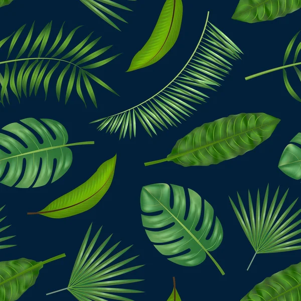 Realistiska detaljerad gröna bladen av växter bakgrundsmönster. Vektor — Stock vektor