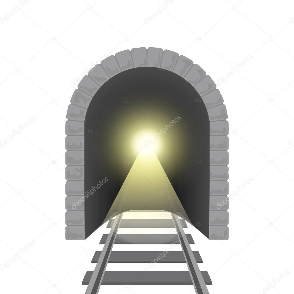 Realistic Detailed 3d Railroad Tunnel. Vector