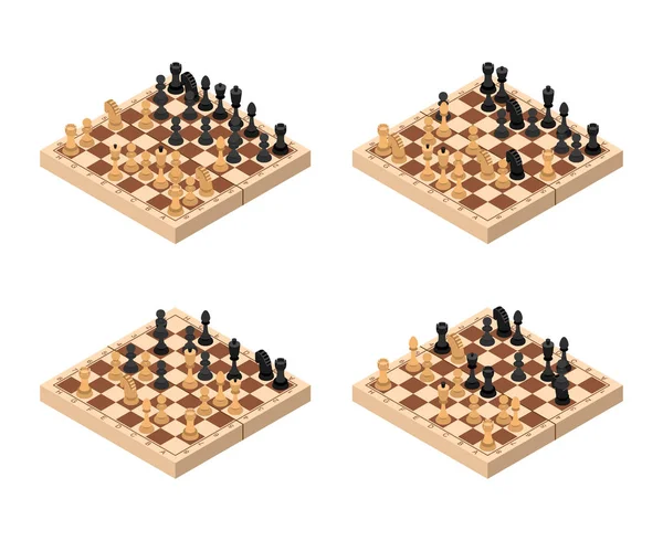 체스 아이소메트릭 뷰를 설정합니다. 벡터 — 스톡 벡터