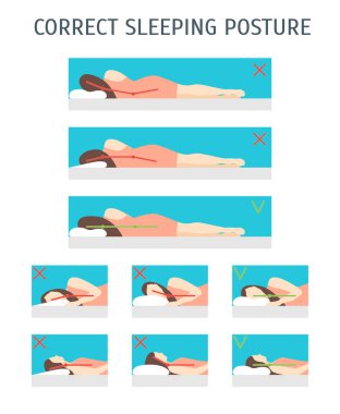 Çizgi film doğru uyku vücut duruş küme. Vektör