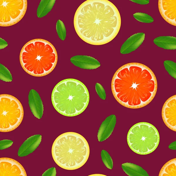 Reális részletes Citrus háttérmintázatának megadása. Vektor — Stock Vector