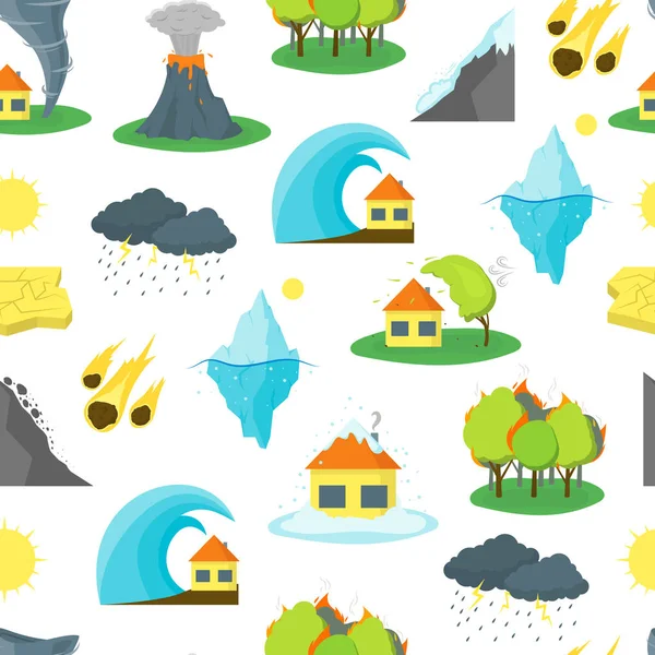 Dibujos animados Natural Disaster Background Pattern. Vector — Archivo Imágenes Vectoriales