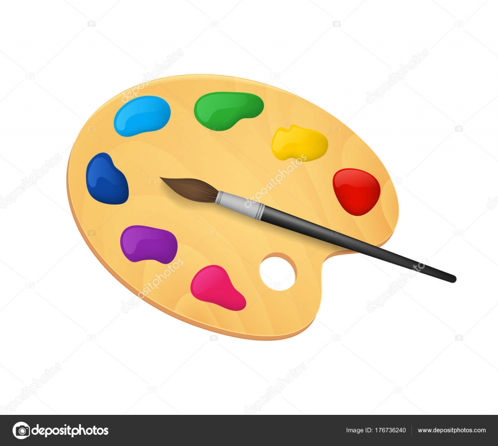 Painting Palette Tray Clip Art Set Of Two Stock Illustration