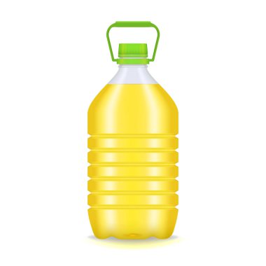 Gerçekçi detaylı 3d bitkisel yağ plastik şişe. Vektör