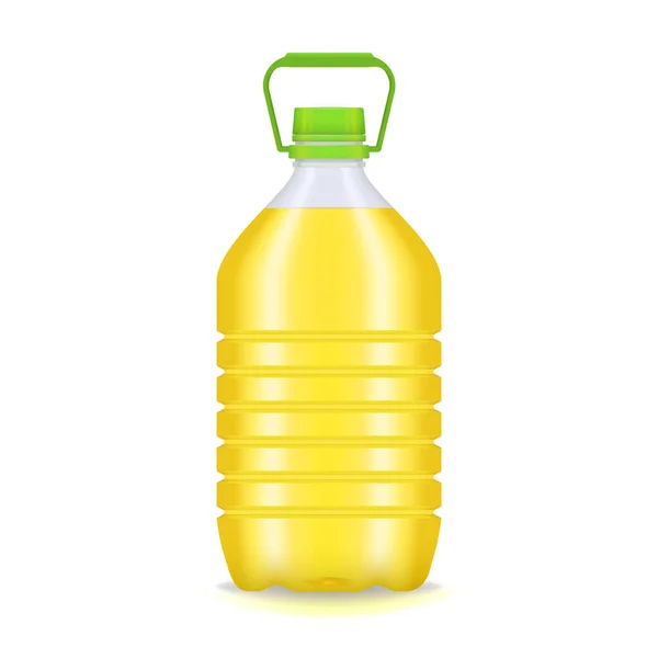 Realistyczny szczegółowe 3d olej roślinny plastikowe butelki. Wektor — Wektor stockowy