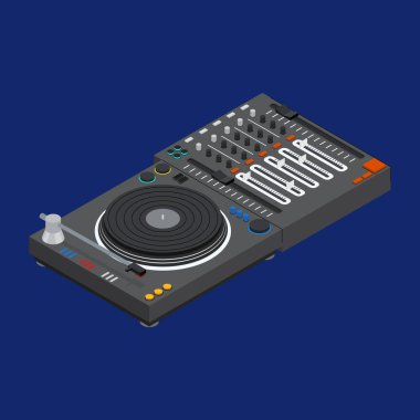 DJ Mixer izometrik görünümü. Vektör