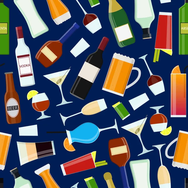 Cartoon bevande alcoliche bere senza soluzione di continuità Pattern sfondo. Vettore — Vettoriale Stock