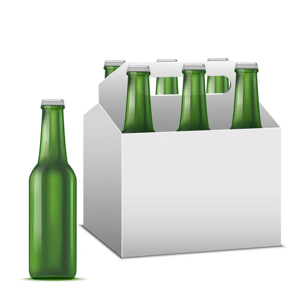 Realistische detaillierte Bier Sixpack alkoholisches Getränk. Vektor — Stockvektor