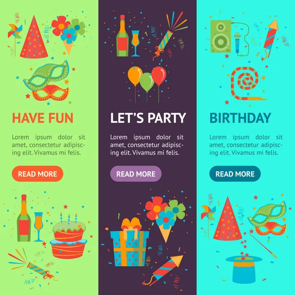 Мультфильм Happy Birthday Party Векторный набор. Вектор — стоковый вектор