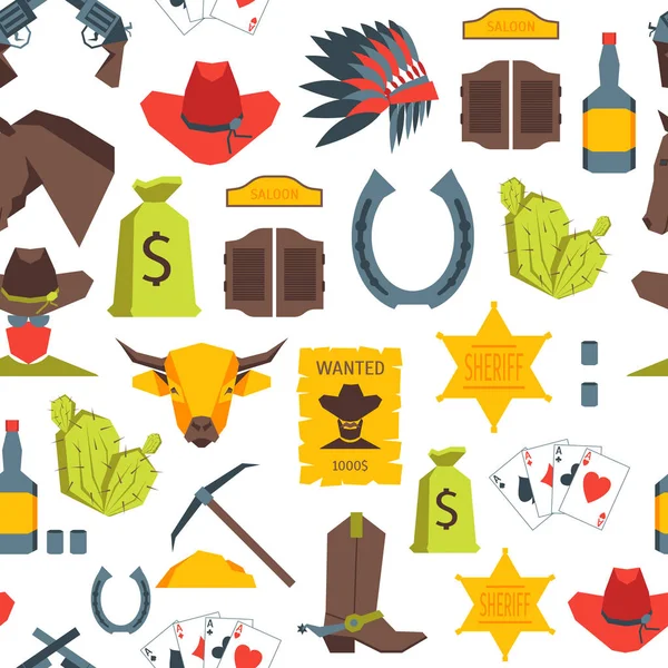 Cartoon Cowboy Seamless Pattern Background. Vecteur — Image vectorielle