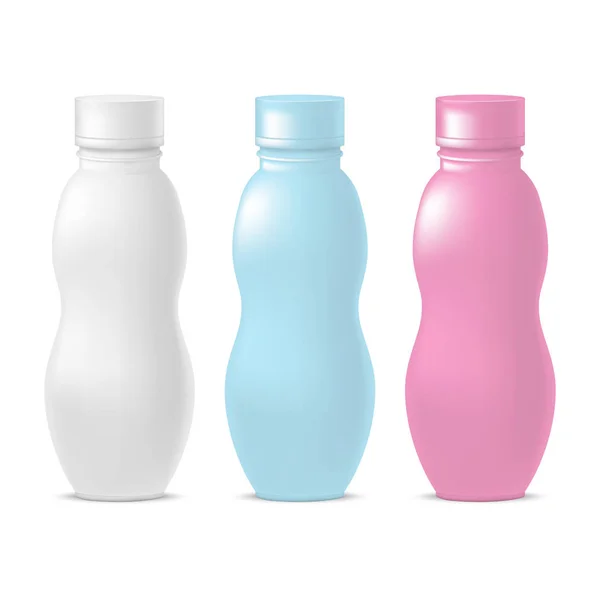 Plantilla realista Color en blanco Paquete de botella de yogur. Vector — Vector de stock