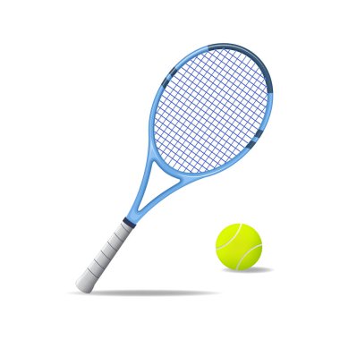 Gerçekçi detaylı 3d Tenis raket ve top. Vektör