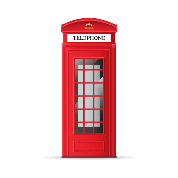 Gerçekçi detaylı 3d kırmızı Londra telefon kulübesi. Vektör