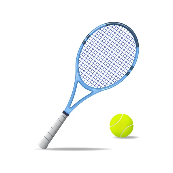 Realistic Detailed 3d Tennis Racket and Ball. Vector — Stock Vector