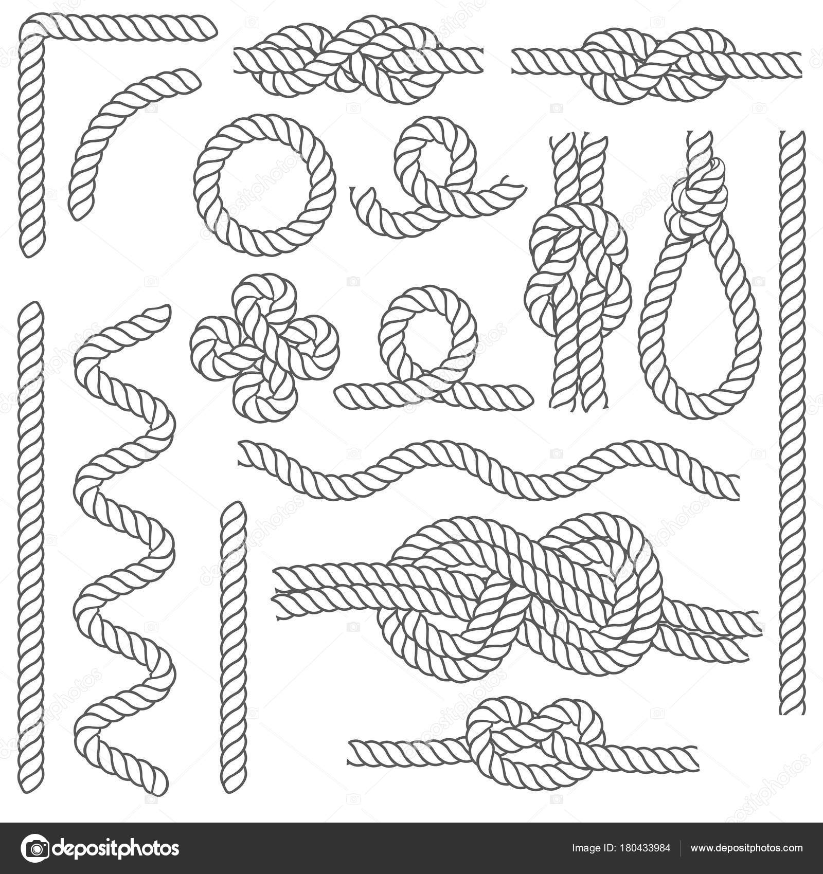 Rope Knots Borders Black Thin Line Icon Set. Vector Stock Vector by  ©bigmouse 180433984