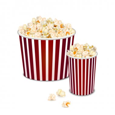 Gerçekçi detaylı 3d patlamış mısır Snack. Vektör