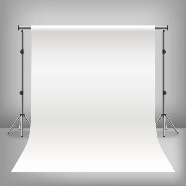 Realista detallado 3d Photo Studio fondo blanco. Vector — Vector de stock