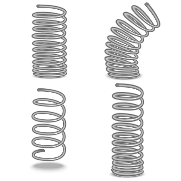 Realistické detailní 3d Spiral ohebný vodič sada. Vektor — Stockový vektor