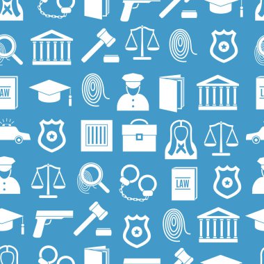 Hukuk ve adalet Dikişsiz desen arka plan. Vektör