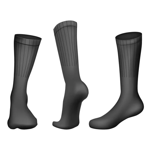 Vektor realistische Fußballsocken schwarz. Vorlage editierbare Illustration — Stockvektor