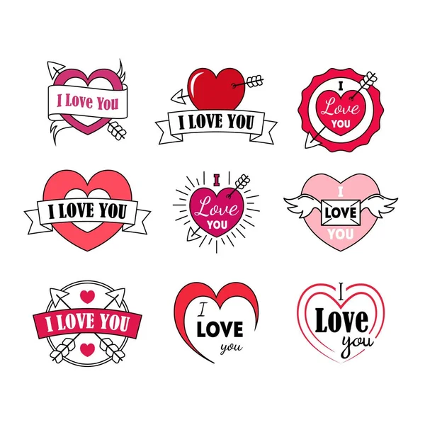 Love Labels Badge Set for Valentines Day. Vector — Stock Vector