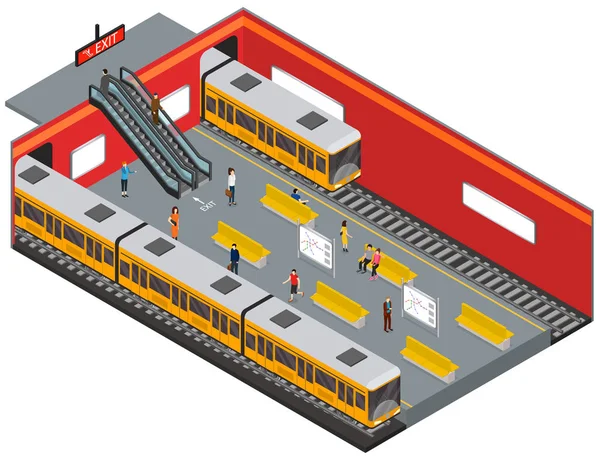 Изображение изометрического вида станции метро. Вектор — стоковый вектор