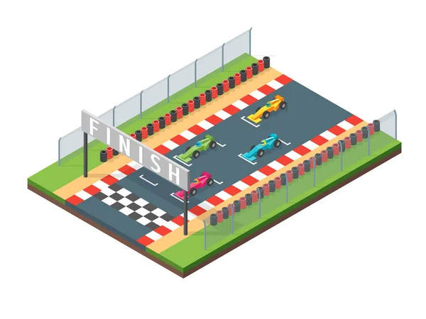 Racing Finish Line Isometric View (em inglês). Vetor —  Vetores de Stock