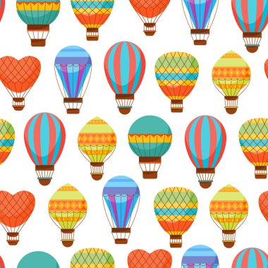 Çizgi film hava Baloons Dikişsiz desen arka plan. Vektör