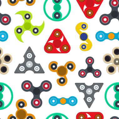 Çizgi film Spinner oyuncak Dikişsiz desen arka plan. Vektör