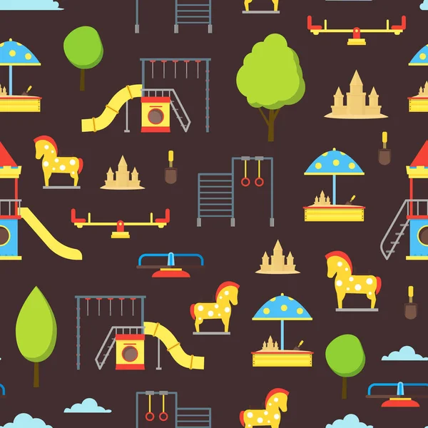 Cartoon Playground Element Seamless Pattern Background. Vecteur — Image vectorielle