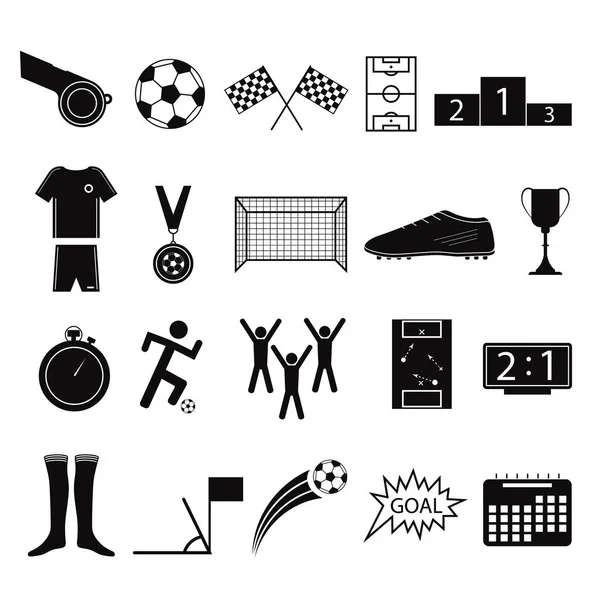 Мультипликационный силуэт Черный футбол или набор иконок Созидания. Вектор — стоковый вектор