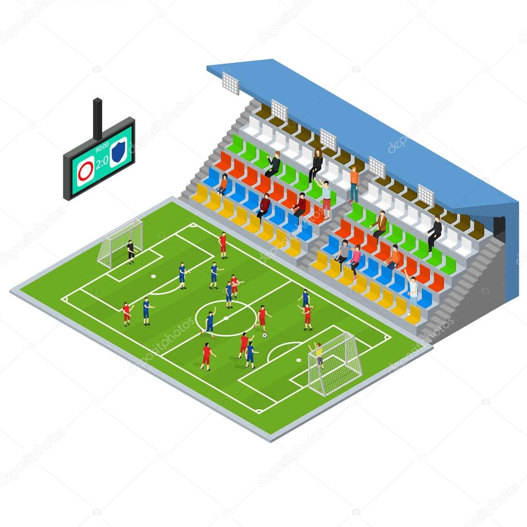 Soccer Stadium Competition Isometric View. Vector