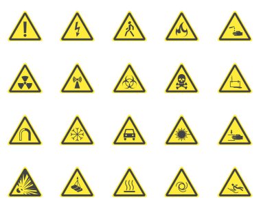 Sarı uyarı tehlike işaretleri ayarlayın. Vektör