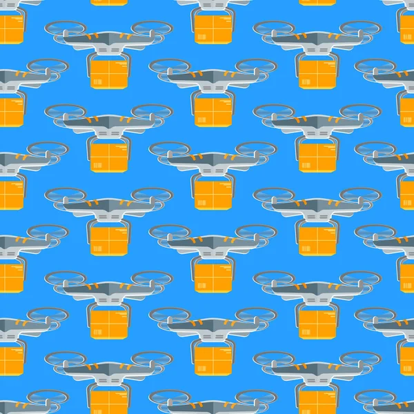 Dibujos animados Drone Seamless Pattern Background. Vector — Archivo Imágenes Vectoriales