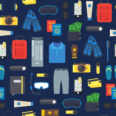 Çizgi film tatil ve seyahat Dikişsiz desen arka plan vektör