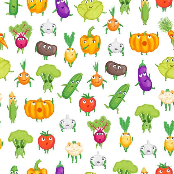 Мультфильм свежие здоровые овощи символов плавный фон. Вектор — стоковый вектор