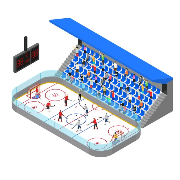 Ice Hockey Arena Competition Concept 3d Isomtric View (en inglés). Vector — Archivo Imágenes Vectoriales