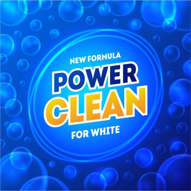 Çamaşırhane deterjan paket kartı Poster. Vektör