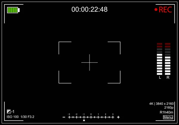 Videocamera di registrazione Schermo mirino scheda di sfondo. Vettore — Vettoriale Stock