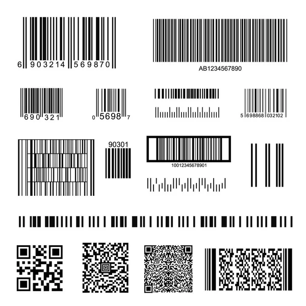 Barcode und QR-Code gesetzt. Vektor — Stockvektor