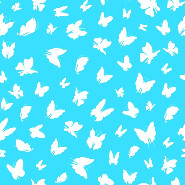 Silhouette Fly Flock of Butterflies Seamless Pattern Background (en inglés). Vector — Vector de stock