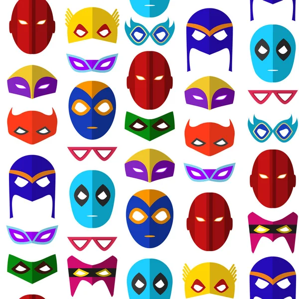 Máscara de super-herói dos desenhos animados sem costura padrão de fundo. Vetor — Vetor de Stock